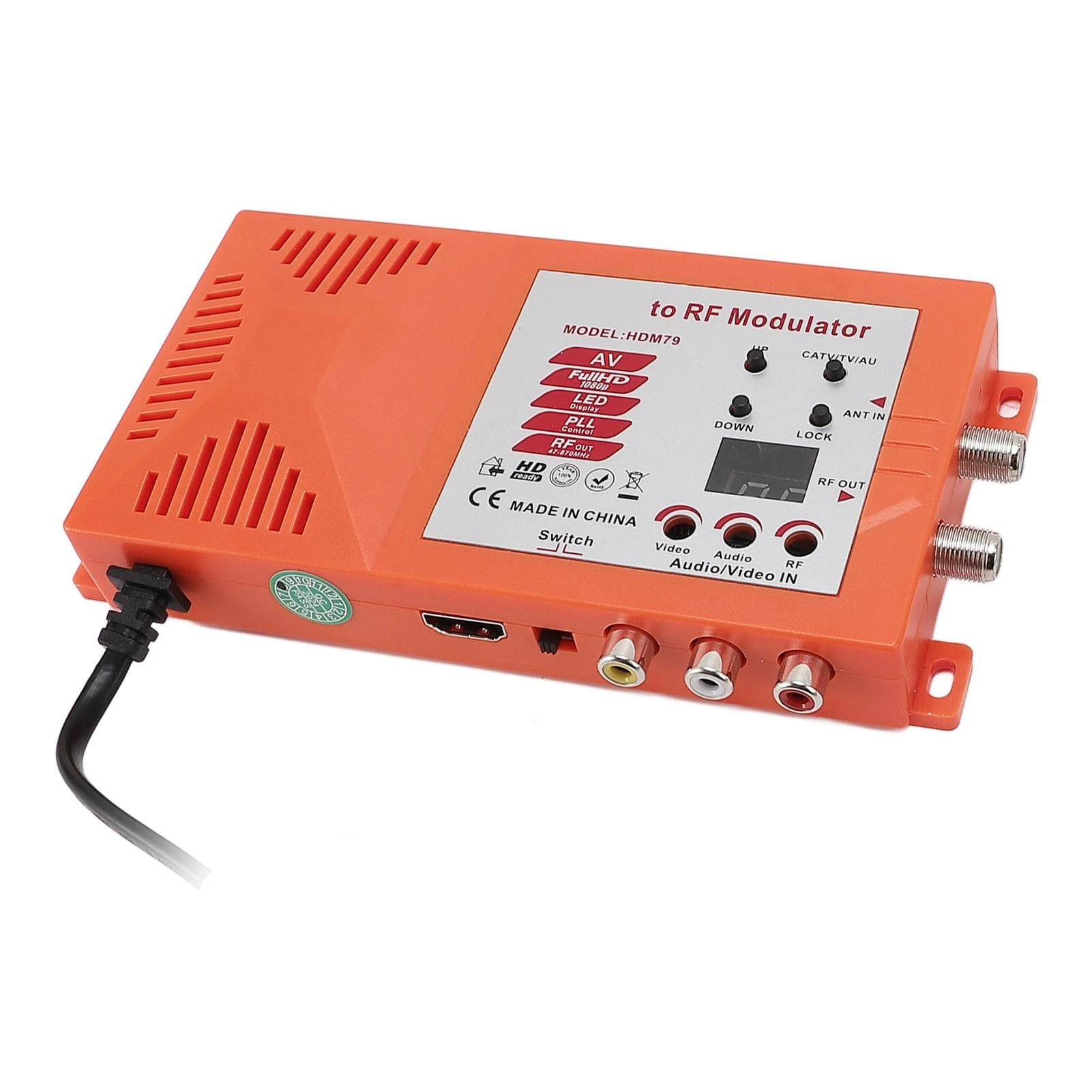 HD Multimedia Interface to RF Modulator 1080P AV to RF Coaxial Converter Support PAL NTSC Format EU Plug