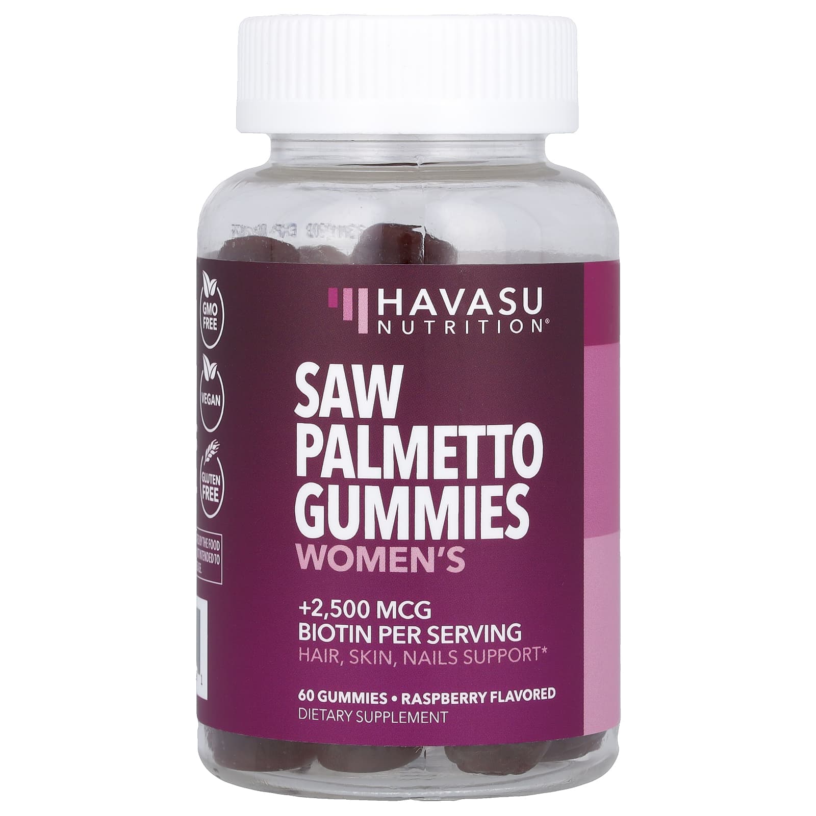 Havasu Nutrition, Women's Saw Palmetto Gummies, Raspberry, 60 Gummies