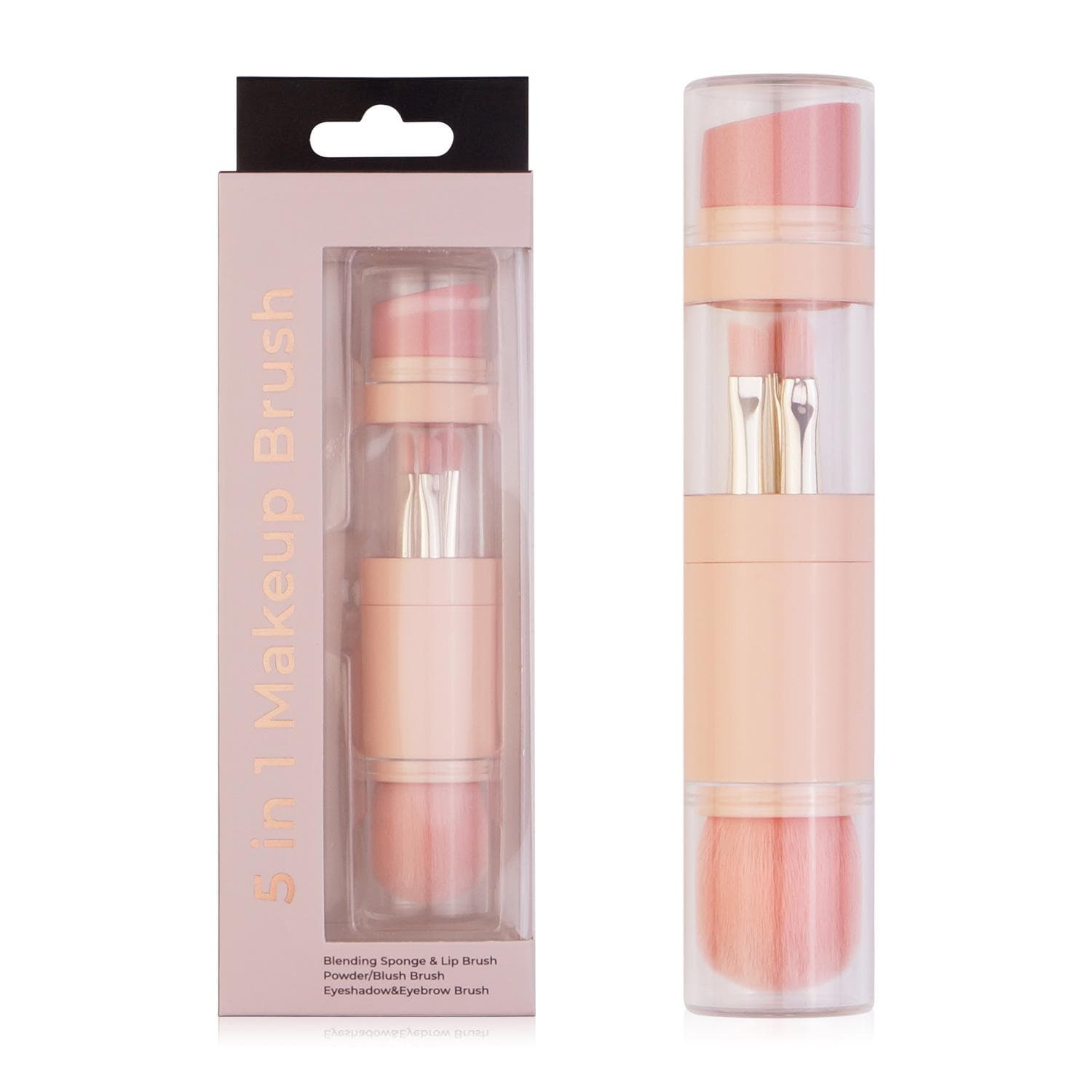 5 In 1 Portable Retractable Makeup Brushes For Foundation Eyebrow Lip Eyeshadow Loose Powder Cosmetic Set Makeup Brush Tools