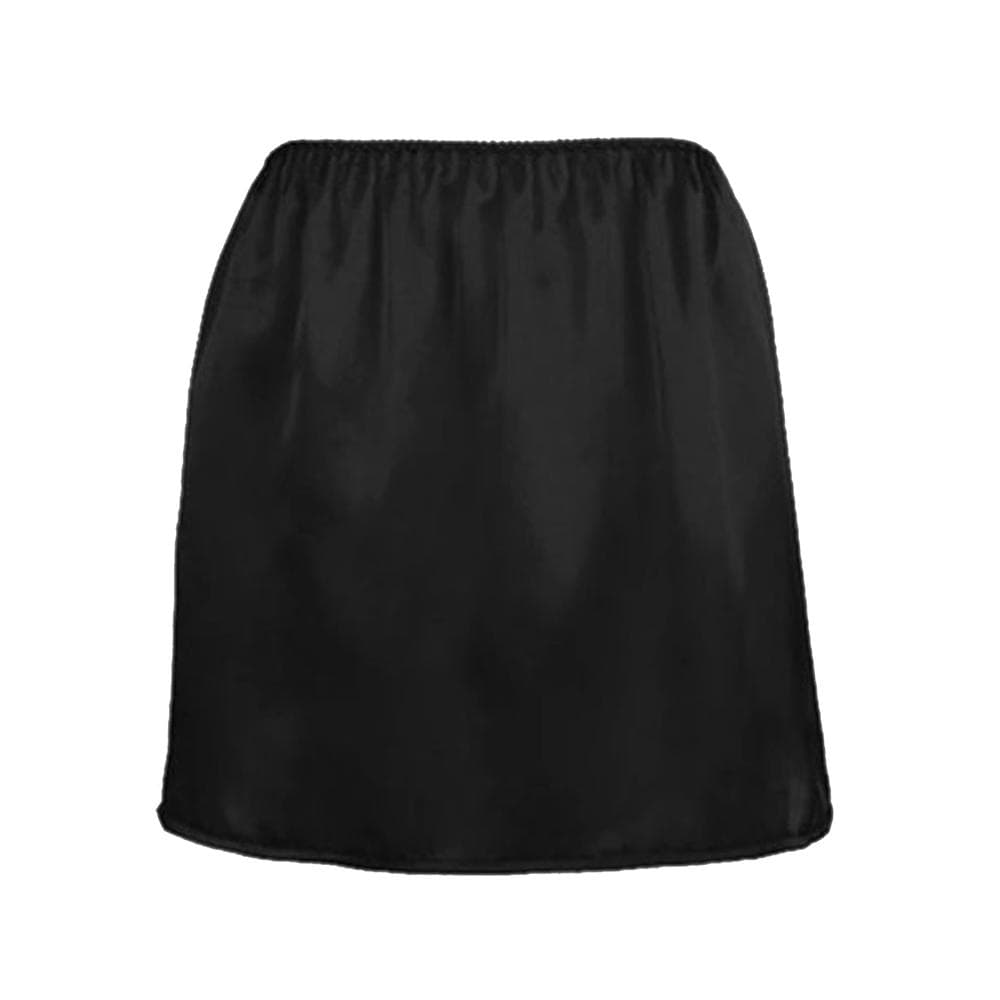 Anti-penetration Women Bodycon Satin Half Slip Waist Solid Skirts black
