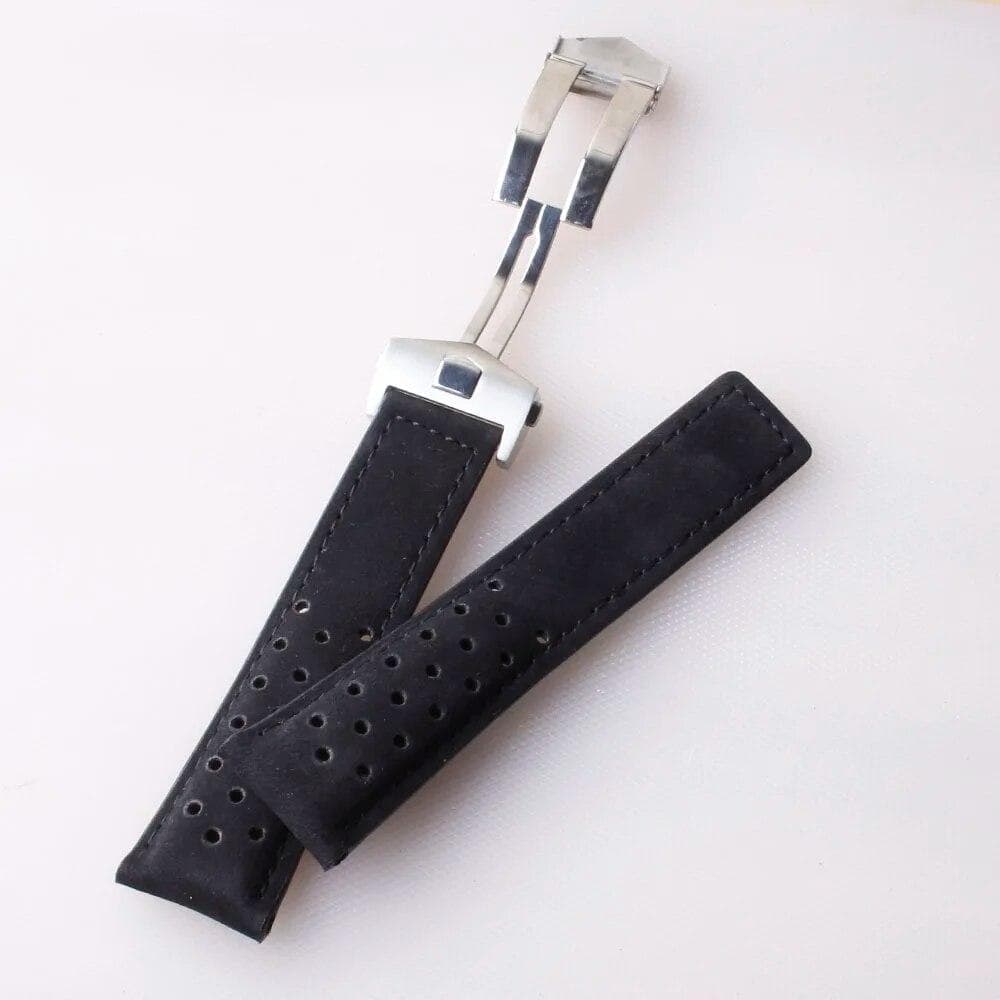 Cow Leather Watchbands for TAG HEUER CARRERA Series 20mm 22mm 24mm Men Band Watch Straps Wrist Bracelet Accessories Fold Buckle Black 24mm