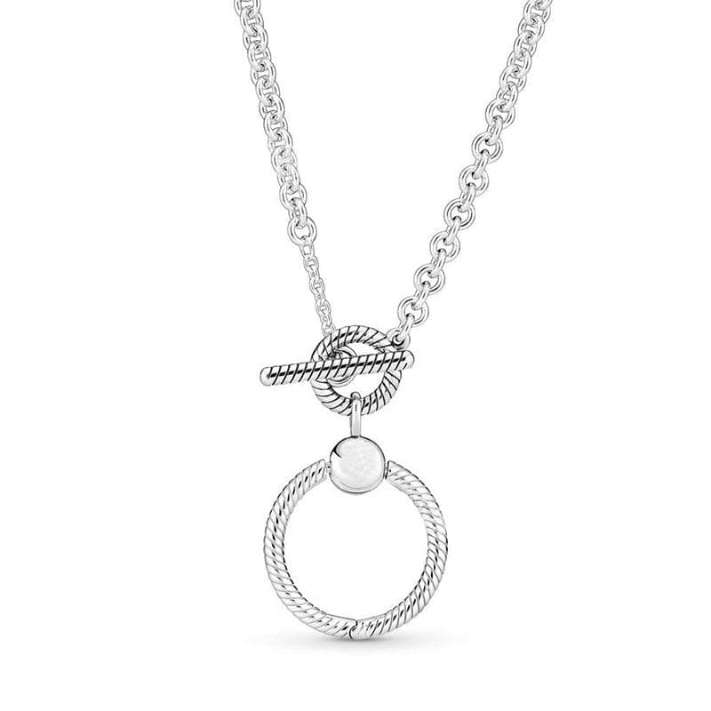 New Necklace 925 Sterling Silver Ladies Fashion Round Necklace Fit Original Pandora Charm Beads Diy Jewelry Gift 45cm