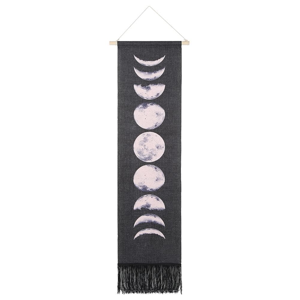 Moon Cycles Pattern Wall Hanging Tapestry Art Handcraft Home Living Room Decoration Ornament(Black ) black