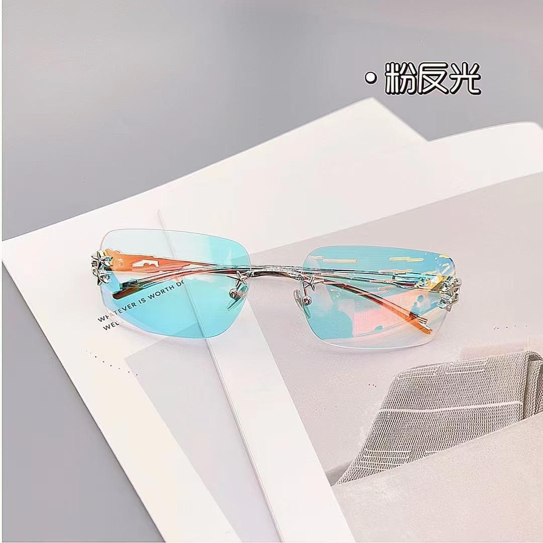 Korean Style Sunglasses Women Rectangle Rimless Y2K Sexy Rhinestone Sun Glasses Outdoor Fashion UV Protection