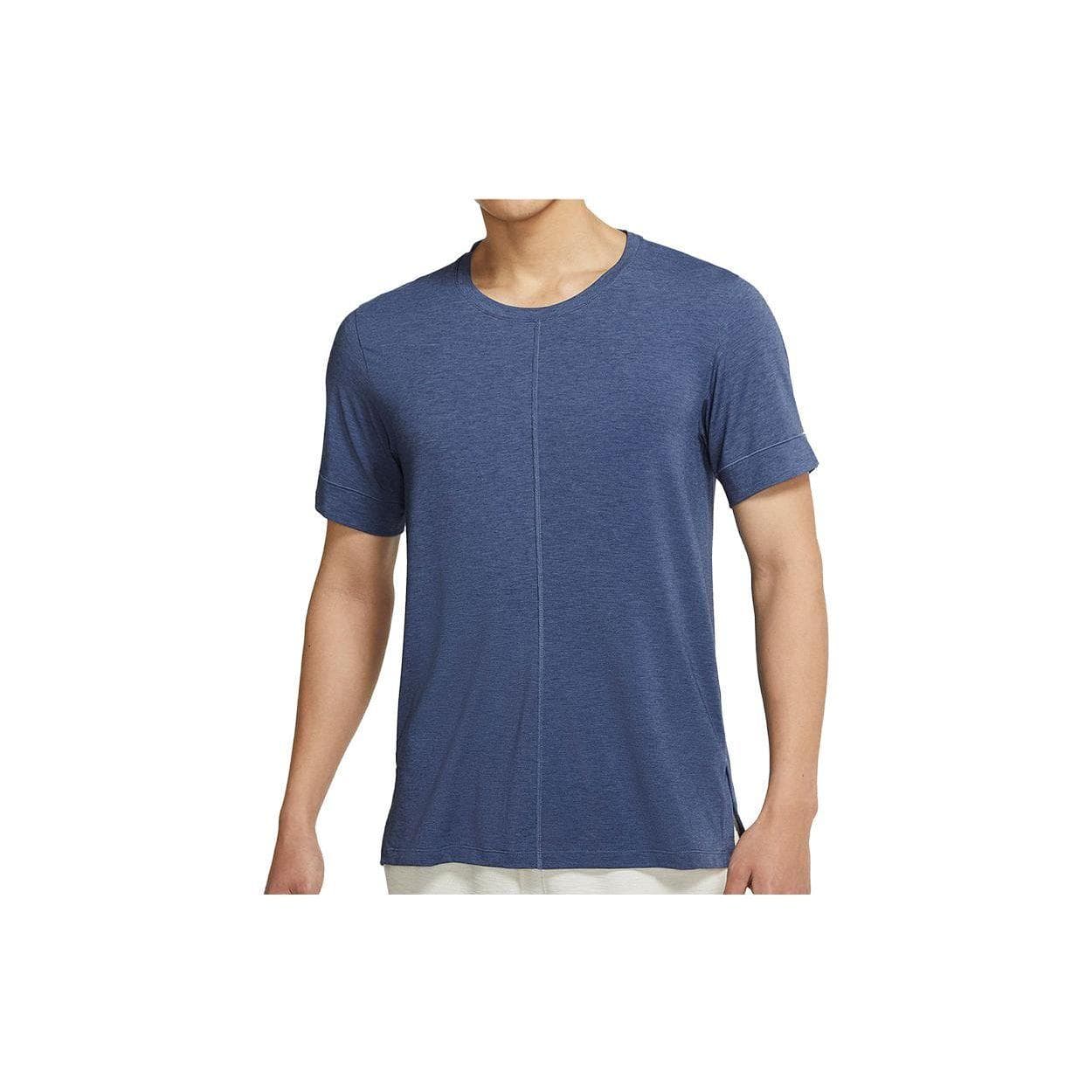 Nike Dri-FIT Yoga Quick-Dry Short Sleeve T-Shirt Men Tops Navy Print BV4035-410 L