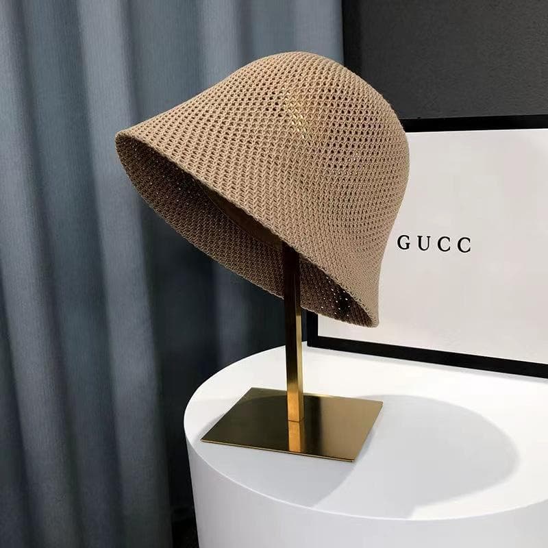 Women Bucket Hat Summer Hollow Out Thin Breathable Sun Hat Female Beach Panama Cap Fold Outdoor Japanese Lesure Fishierman Cap 56-58cm khaki