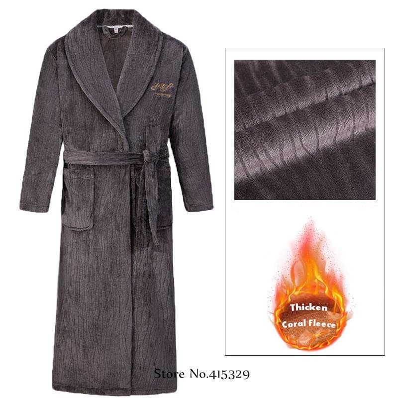 Coral Velvet Bathrobe Shower Kimono Robe Winter New Men's Home Wear Loose Thickened Pajamas 3XL