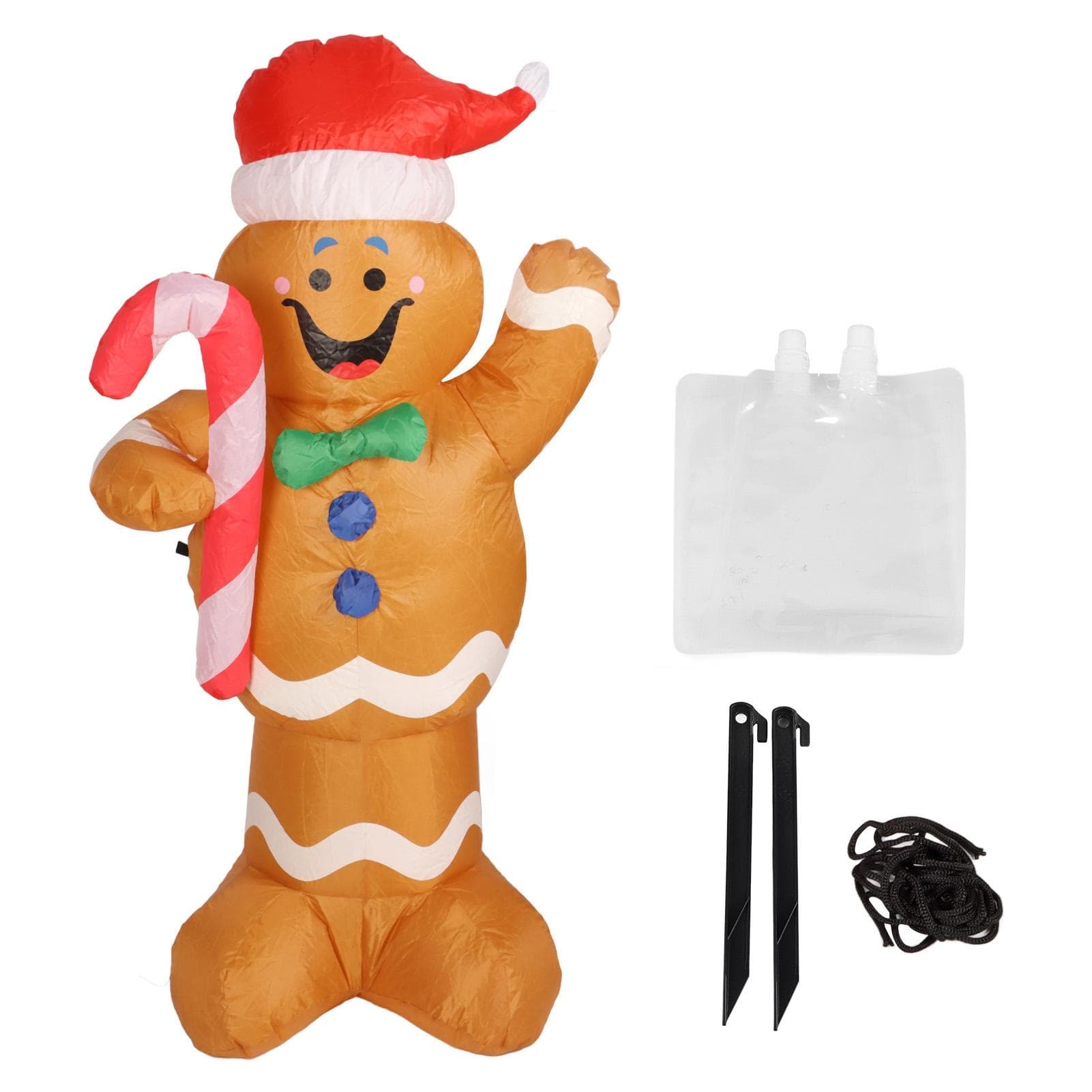 1.5m Height Christmas Inflatables Gingerbread Man with Candy Canes Blow Up Yard Decoration Snowman UK Plug