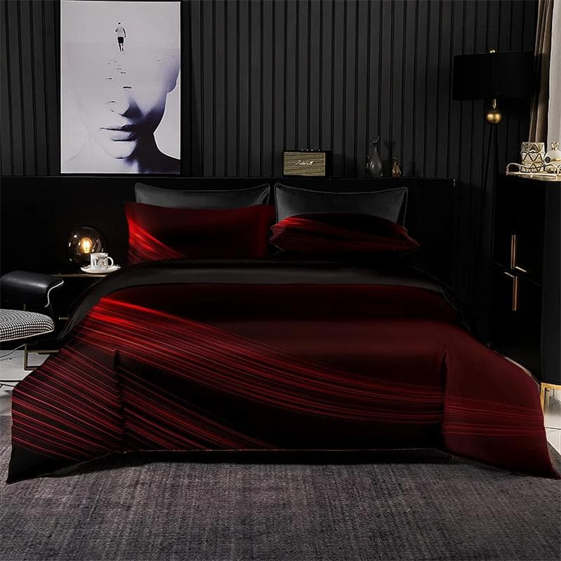 Luxury Soft Bedding Set Purple Optical Tape Pattern Duvet Quilt Cover Pillowcase Romantic Euro Set for King Queen Size 135x200cm 2pcs