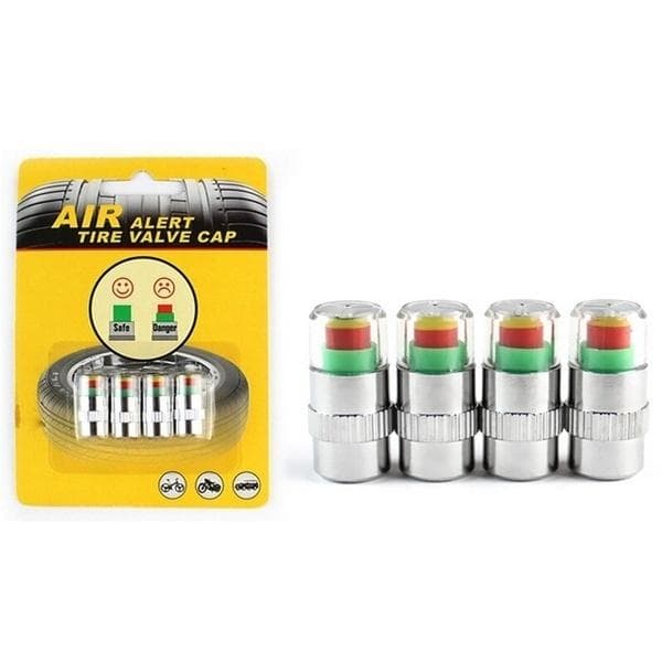 4Pcs Car Tire Valve Cap Tire Pressure Table Tire Gauge Tire Pressure Monitoring Warning Cap multicolour