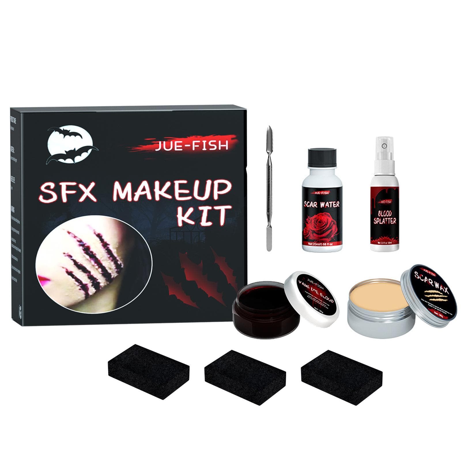 Halloween Makeup Kit Halloween Horror Makeup Set Horror Makeup Wax Blood Gel Scar Water Fake Blood multicolour