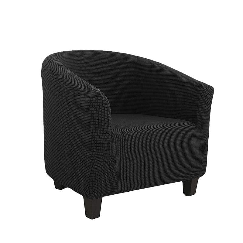 Club Chair Cover Stretch Tub Chair Slipcover Solid Color Sofa Cover Polar Fleece Couch Covers for Study Bar Counter Living Room 1 Pc black