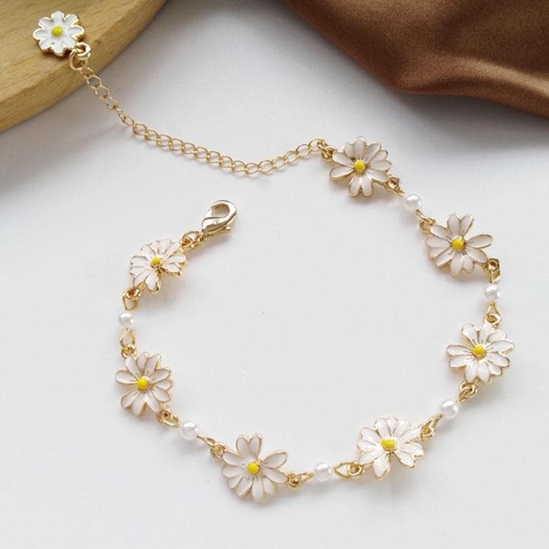 Exquisite Fashion Sweet White Daisy Flower Bracelet Personalized Simple Women's Daisy Chain white