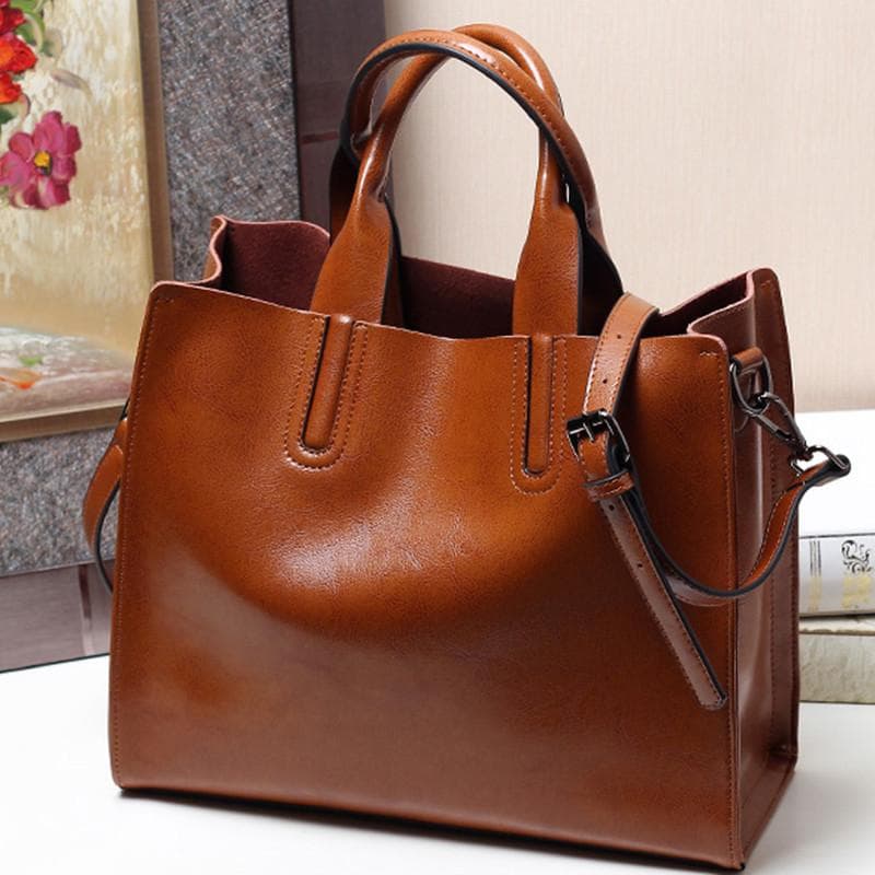 Leather Women's Bag Spring and Summer Women's Single Shoulder Hand Tote Bag Trendy Fashion Women's Versatile Large Capacity Bag