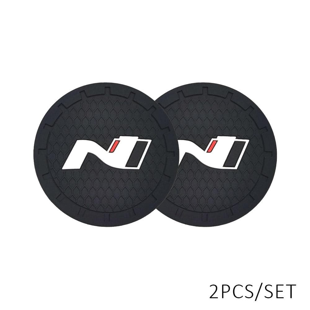 2PCS 6.6CM Car Water Cup Slot Car Coaster Universal Decoration Accessories for nline tucson kona sonata Veloster i30 i20 n Elantra SUV 2PCS black