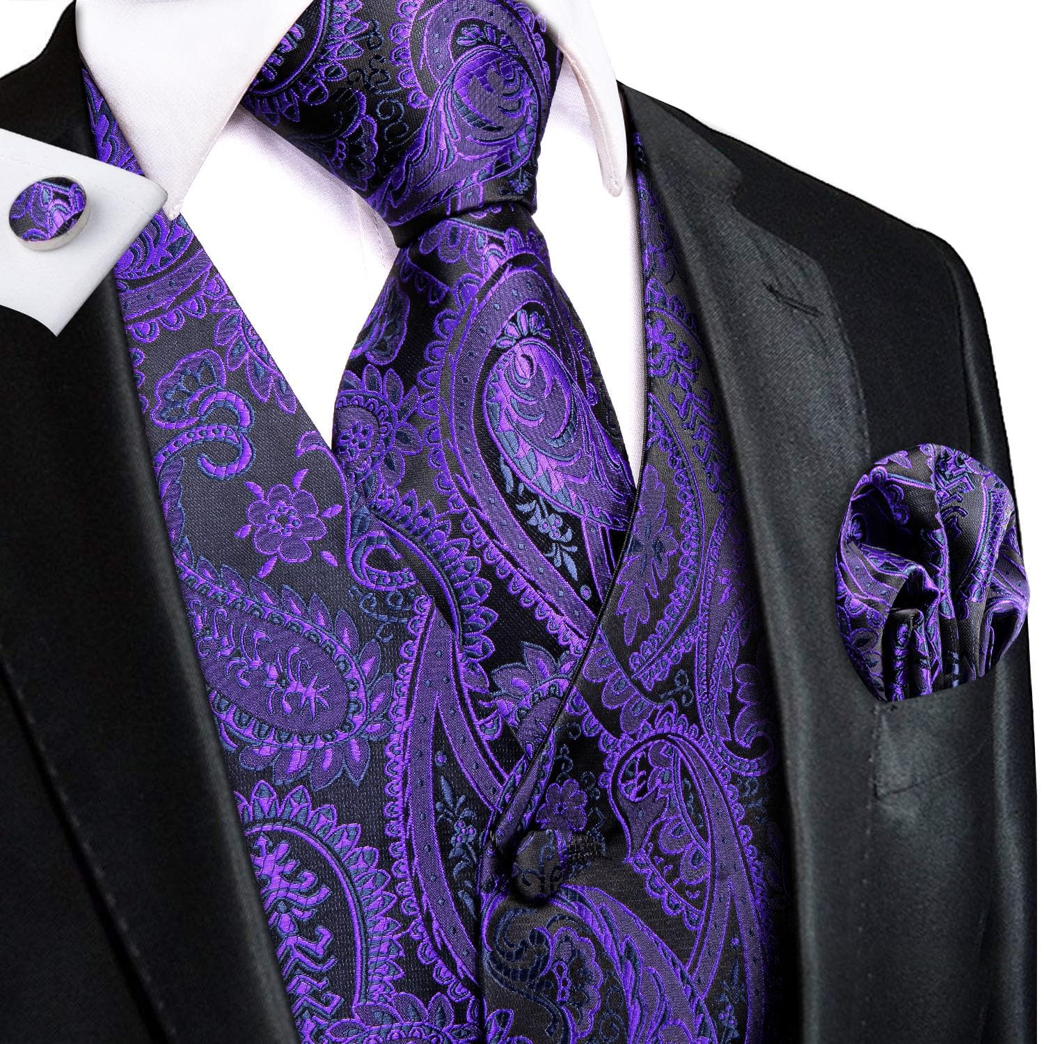 50 Colors Mens Vest Sleeveless V-Neck Pockets Waistcoat Tie Set Wedding Casual M