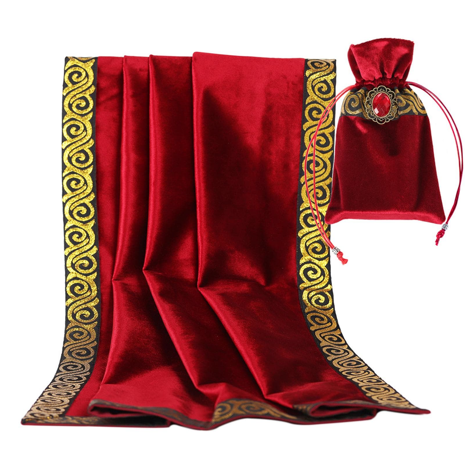 Altar Tarot Table Cloth Velvet Tarot Divination Tablecloth with Tarot Cards Bag Board   Game Gold braid red