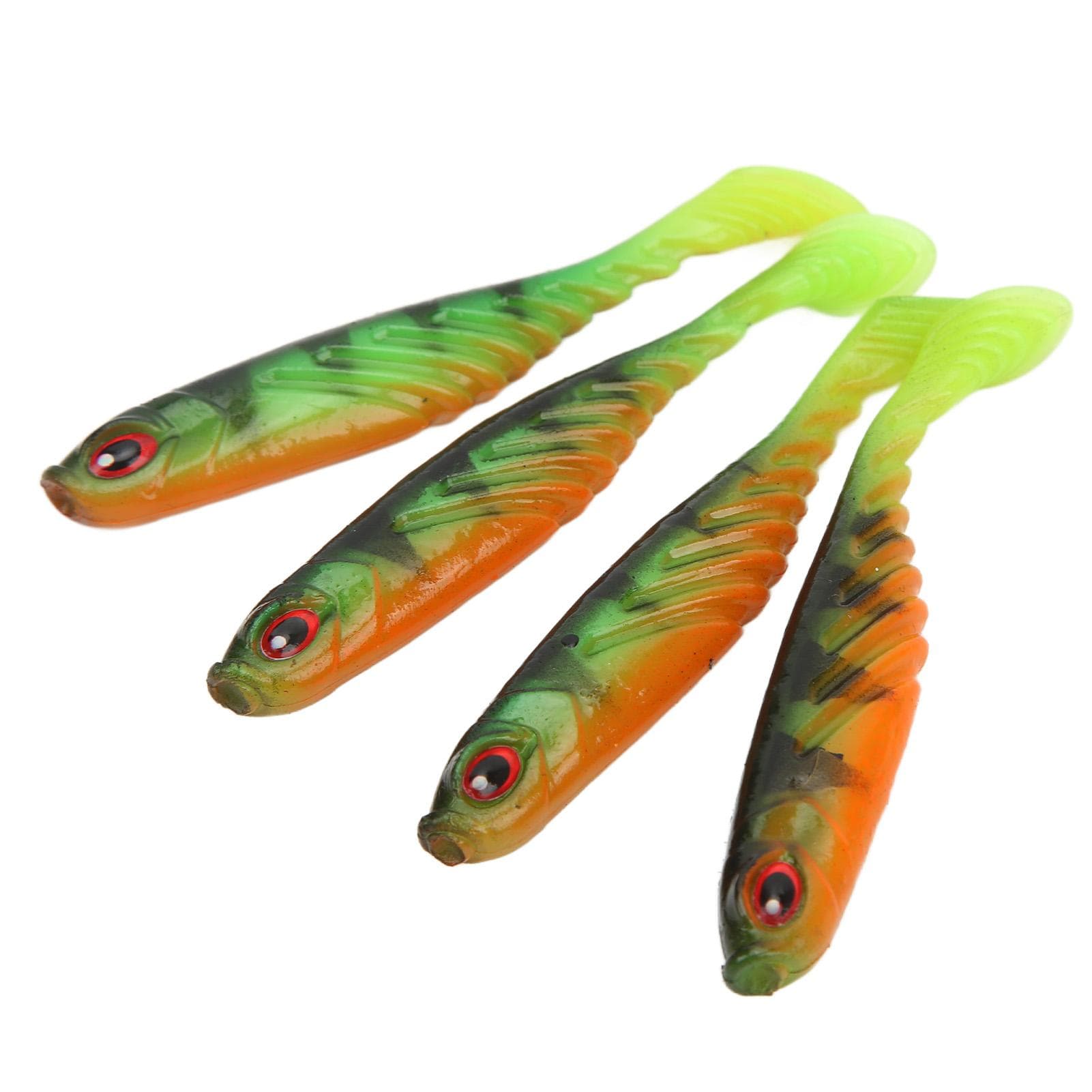 4PCS AR48 75mm3.2g T Tail Soft Bait Double Colors Artificial Fishing Lures Wobbler TacklePard