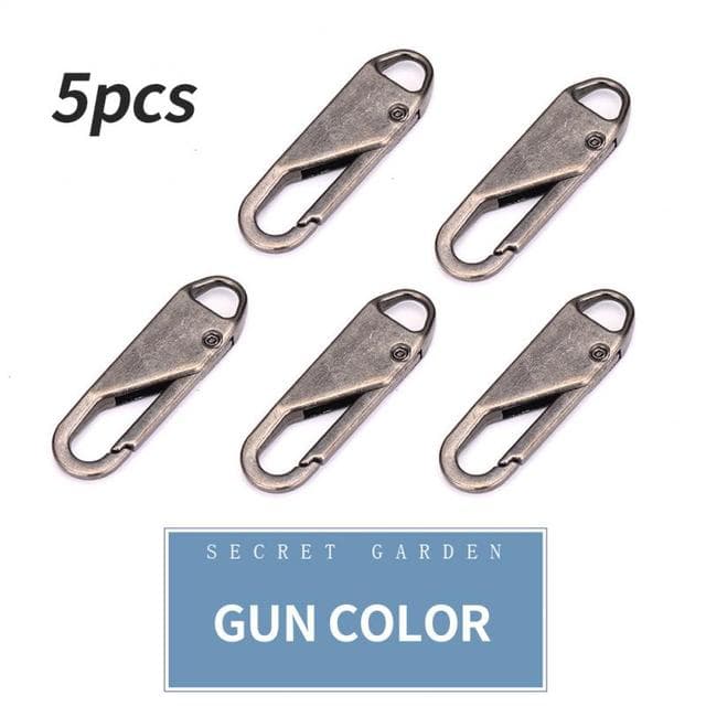 Zipper Slider Puller Instant Zipper Repair Kit Replacement For Broken Buckle Travel Bag Suitcase Zipper Head DIY Sewing Craft 5PCS grey