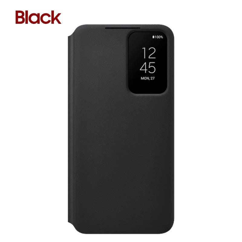 Smart View Mirror Flip Case Cover For S22 5G S22+ 5G S22 Plus 5G Smart Clear View Phone Cover For S22 5G black