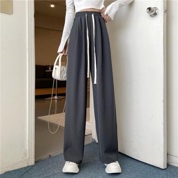 All-match Wide-leg Pants for Women In Autumn Korean High-waist Drooping Casual Pants New Loose Straight-leg Mopping Pants 2XL