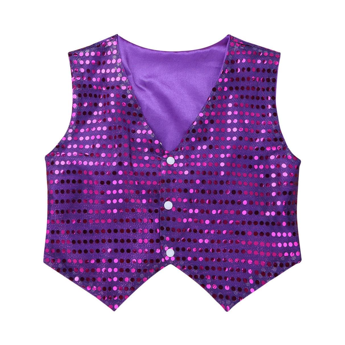 Kids Sequin Glitter Waistcoat Jacket Fashion Sleeveless Party Choir Dancing Vest Costumes 10-12 Years purple