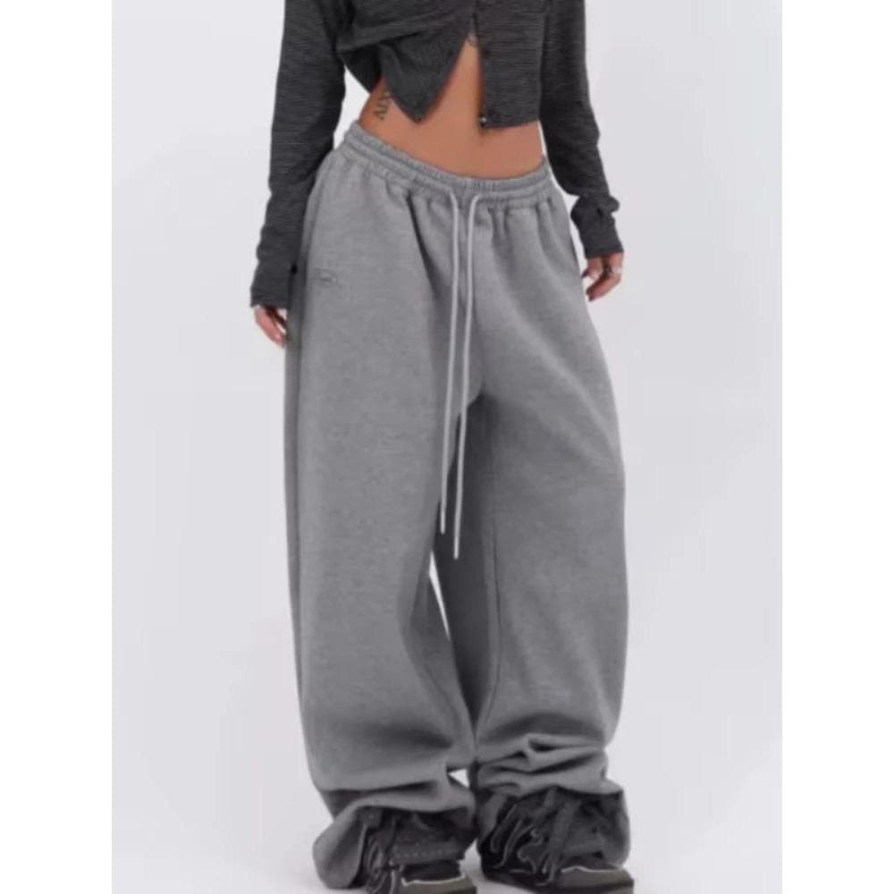RogueWave Y2k Grey Sweatpants Women Vintage Hip Hop Korean Casual Joggers Pants Oversized Harajuku America Retro Trousers XL grey