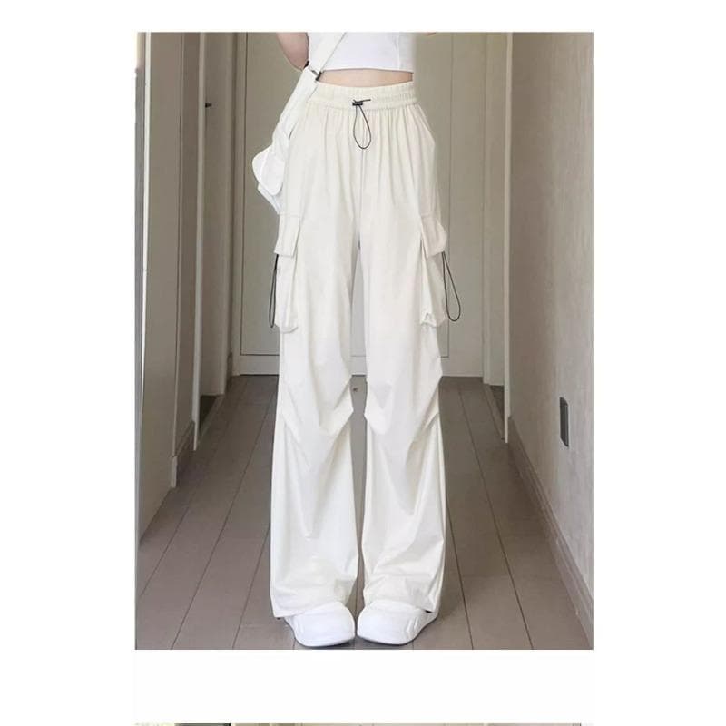 Quick-drying Work Pants for Women In Spring and Autumn New High-waisted Foot Parachute Sports and Casual Wide-leg Pants XXL