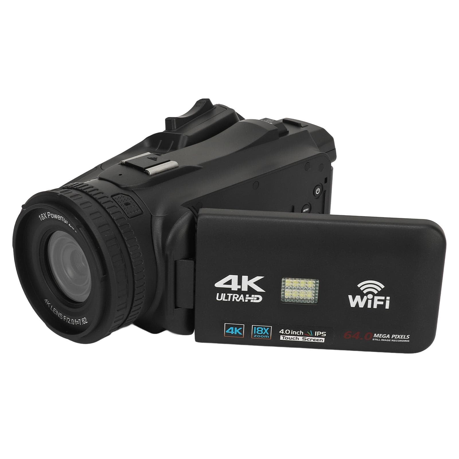 4K Video Camera 18X Digital Zoom 4.0 in IPS Display 4500mAh 64MP Anti Shake Dual Screen Viewing