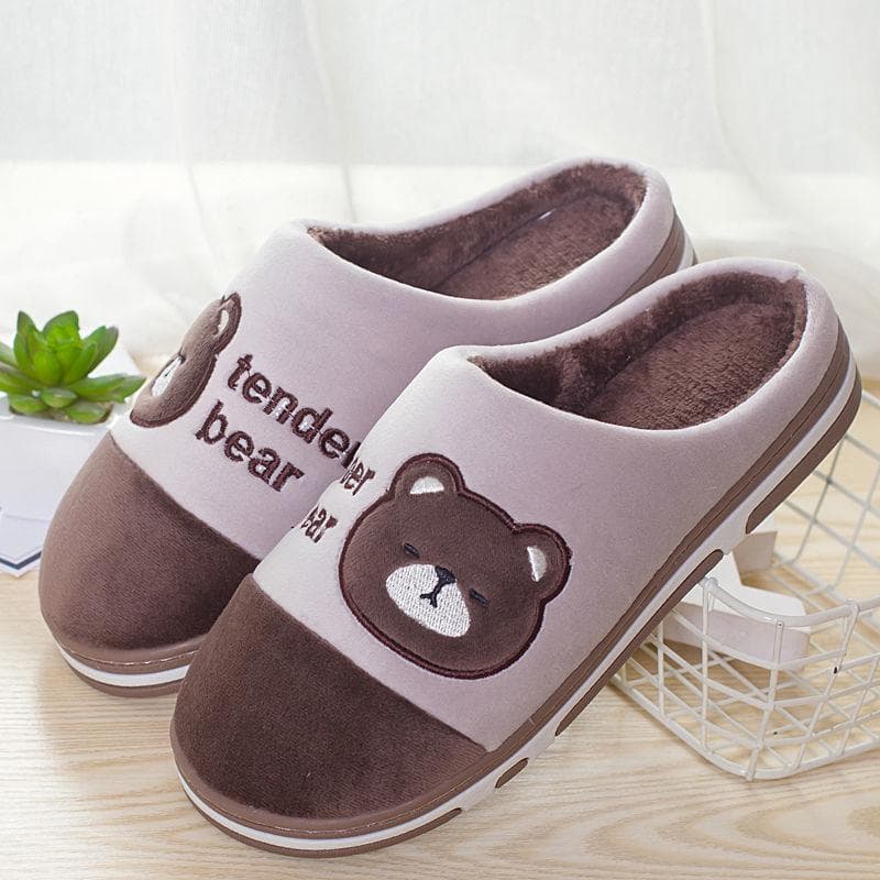 Winter Couple Cartoon Home Slippers Thickened Non-slip Slippers Warm Indoor Cotton Slippers 46-47