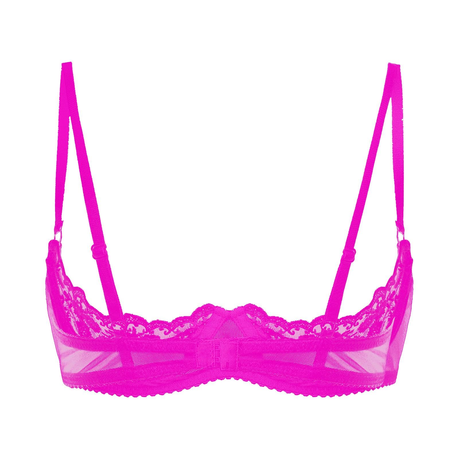 Sexy Women 1/2 Cup Push Up Underwire Lace Bra Underwear Adjustable Fabric Brassiere Lingerie 5XL Rose