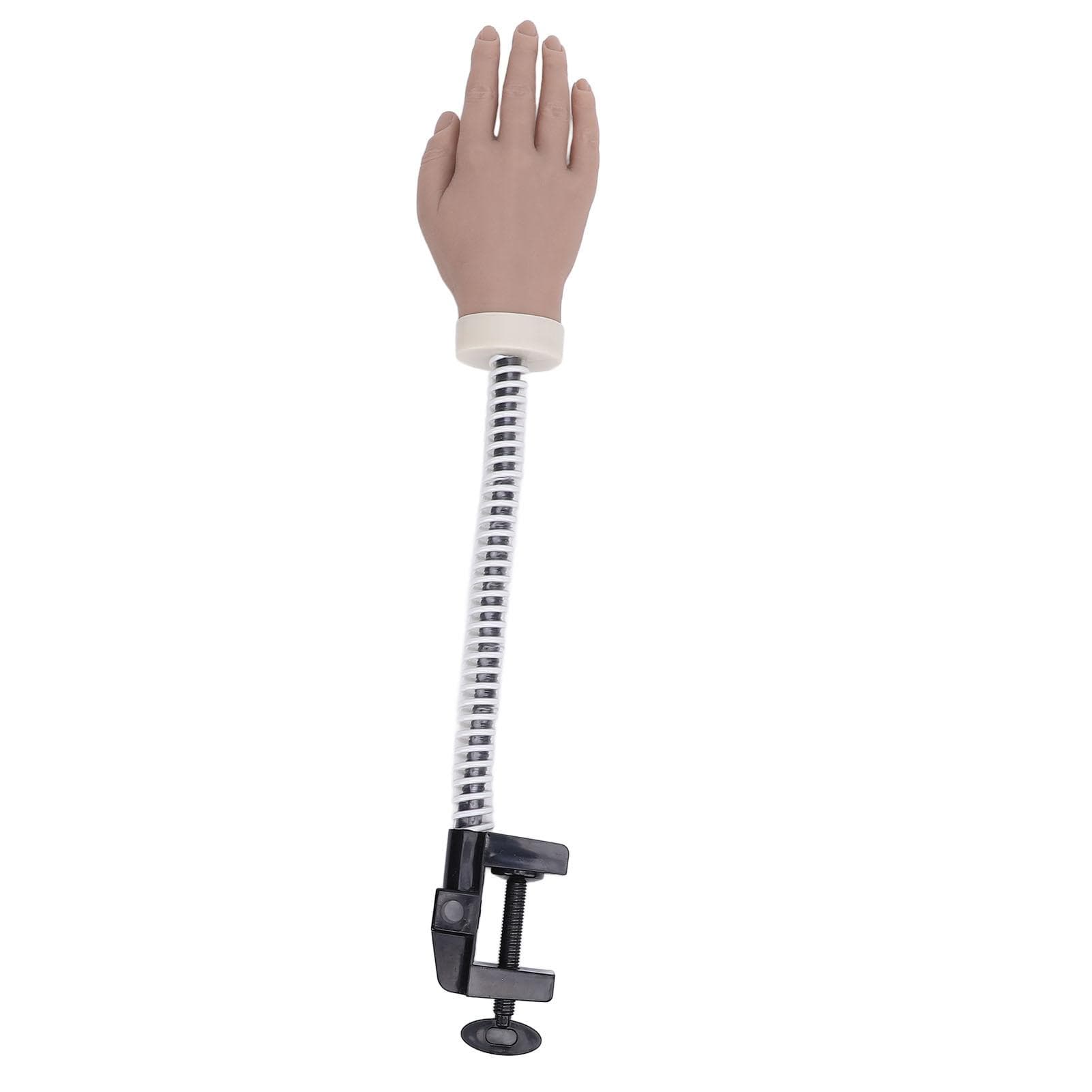 Silicone Nail Pratice Training Hand with Clamp Base Flexible Movable Manicure Training Mannequin