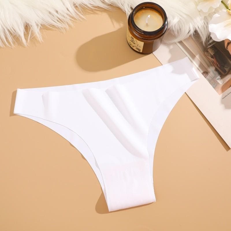 FINETOO Women Seamless and Traceless Panties Solid Color Underwear soft and Comfortable Lingerie 12 Colors S white
