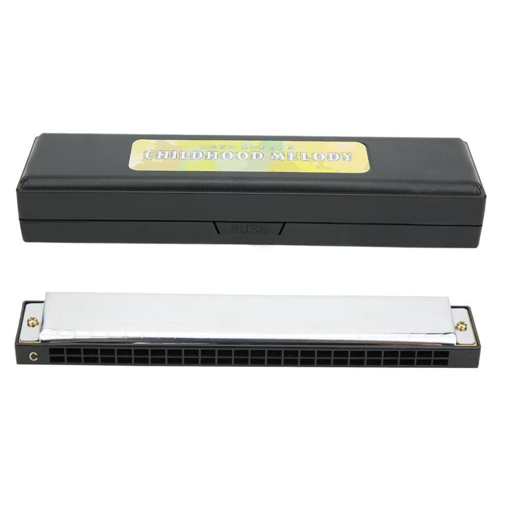 Professional Mouthorgan Harmonica Diatonic Harp C Key Stainless Steel Cover Plate 24?HoleBlack