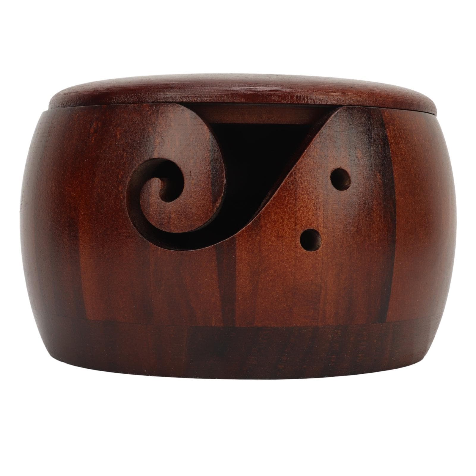 Yarn Bowl Smoothing Sturdy Wood Hand Carved Swirl Space Saving Portable Yarn Storage Bowl for DIY