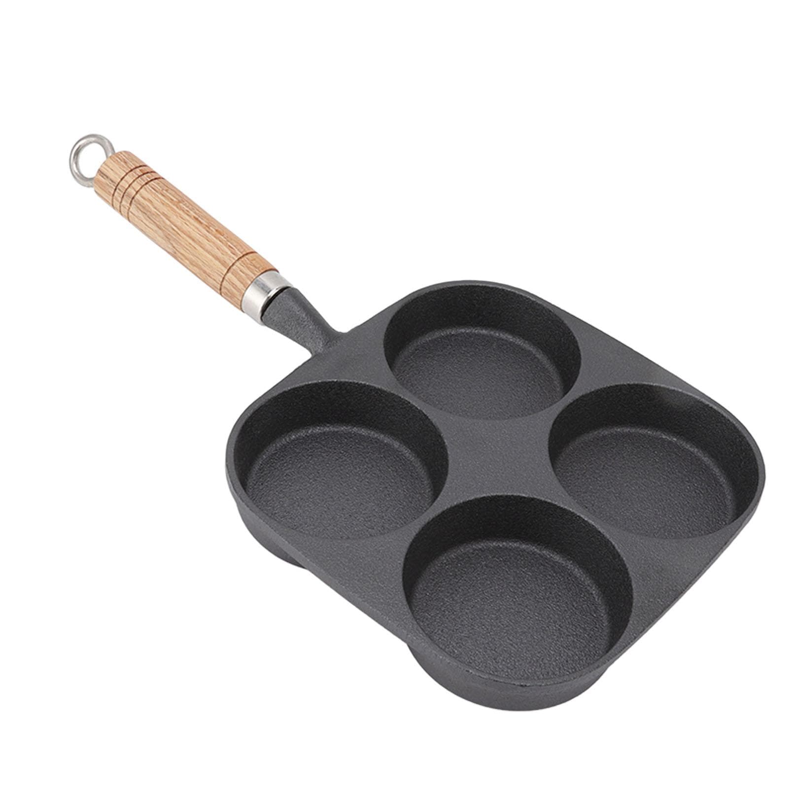 Egg Pan 4 Cup Egg Frying Pan with Wooden Handle for Breakfast Pancakes Omelettes L(for 6.5-9kg)