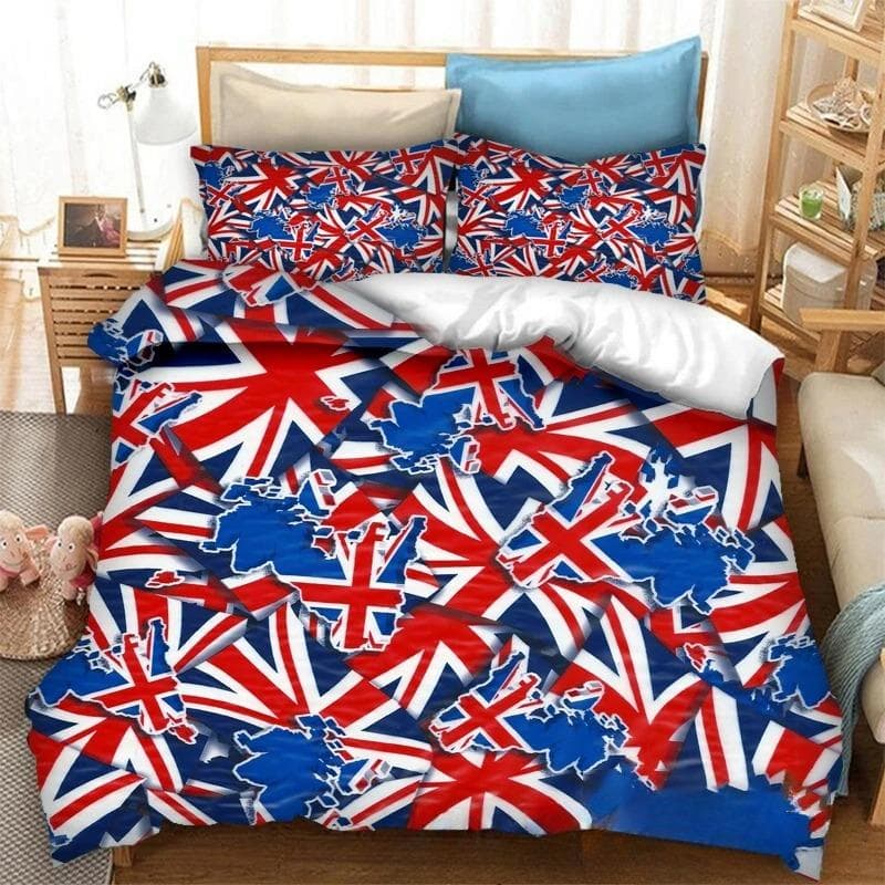 3D Print Britain United Kingdom Flag Bedding Set Double Twin King Duvet Cover Comforter Pillowcase Boys Girls Adults Bedroom 135x200cm 2pcs