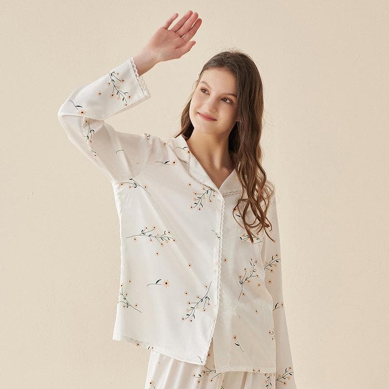 Spring and Summer Ice Silk Pajamas for Women, Silk-like Pajamas That Can Be Worn Outside As Home Clothes XL