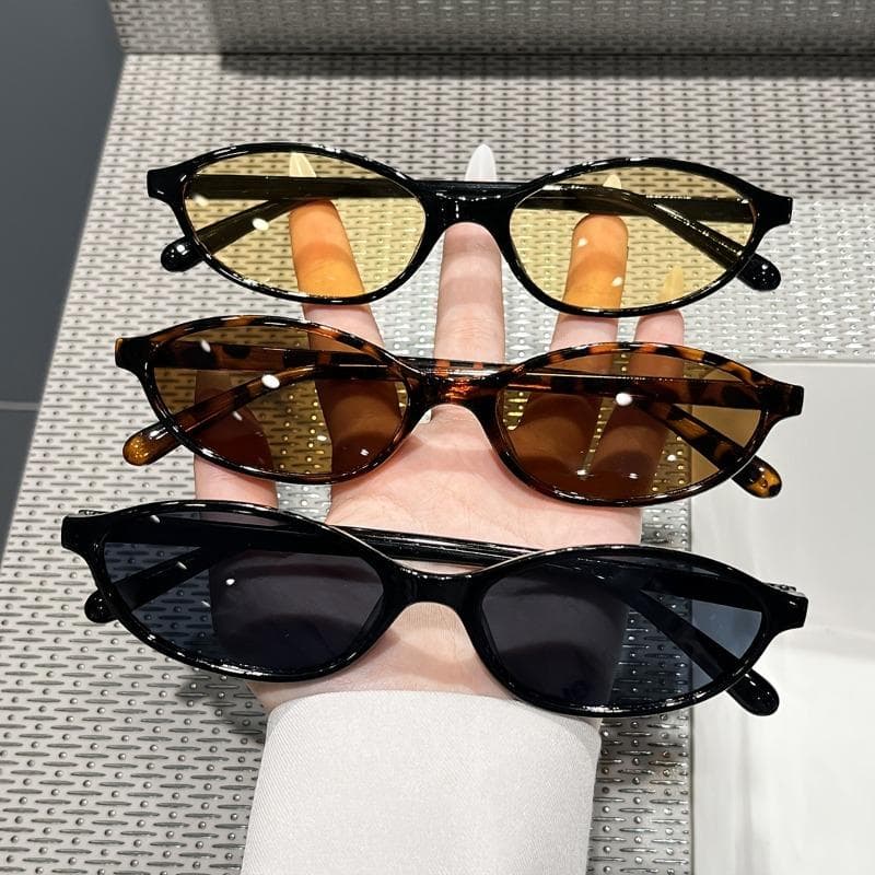 1/3pcs Oval Thin Border Glasses Set Trendy Women Girls Must-have Daily Decoration Three Color Combination
