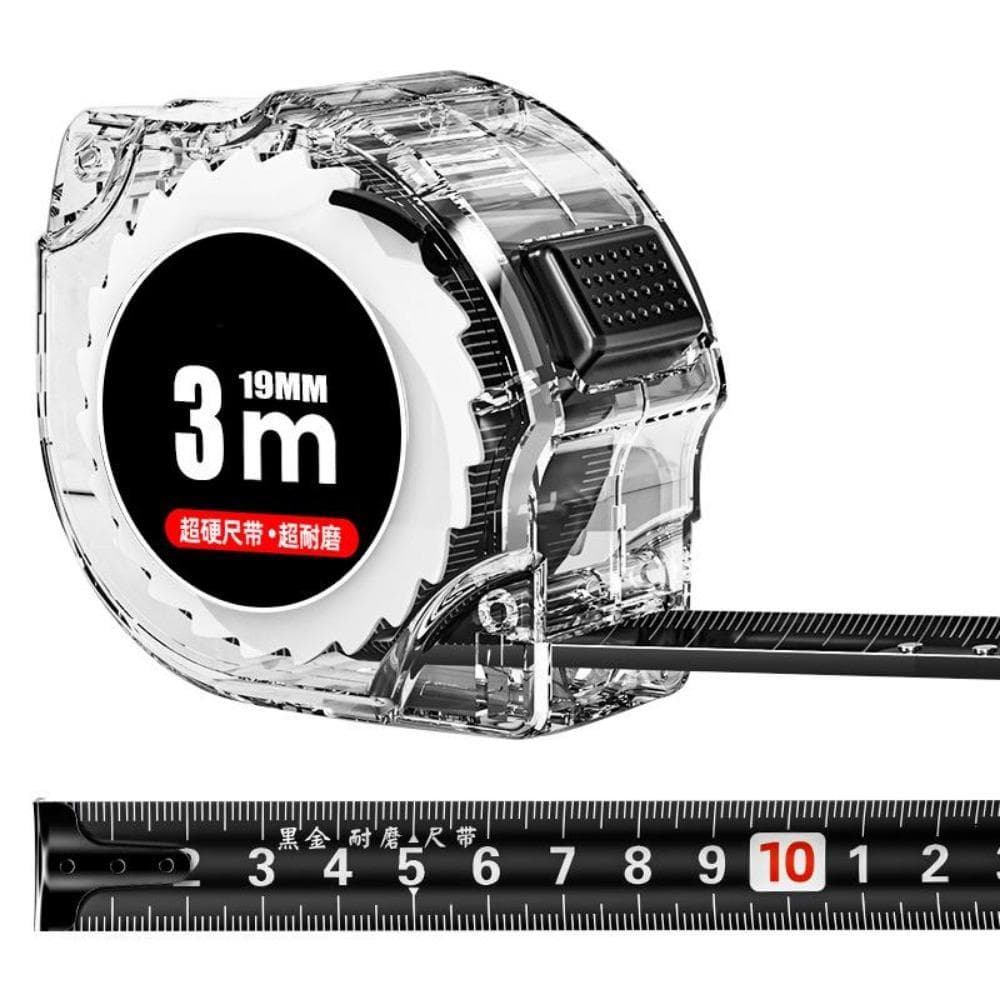 Self-locking Fluorescent Steel Tape Measure High-precision Box Ruler Measuring Tool Widened Meter Ruler 5mx19mm black