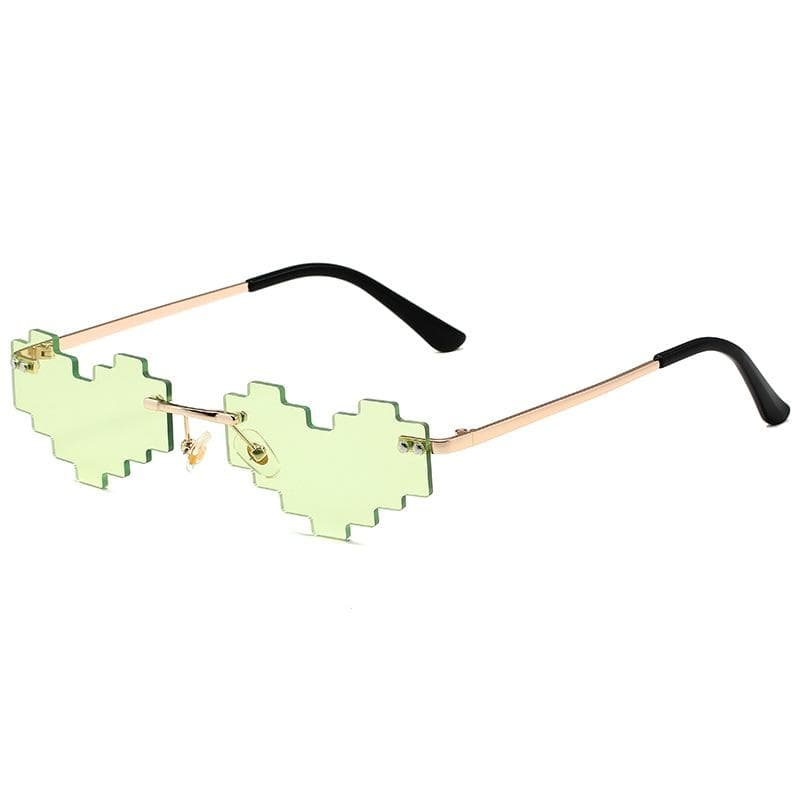 Funny Pixelated Mosaic Heart Sunglasses Retro Gamer Robot Eyewear Cosplay Party Glasses for Men Women