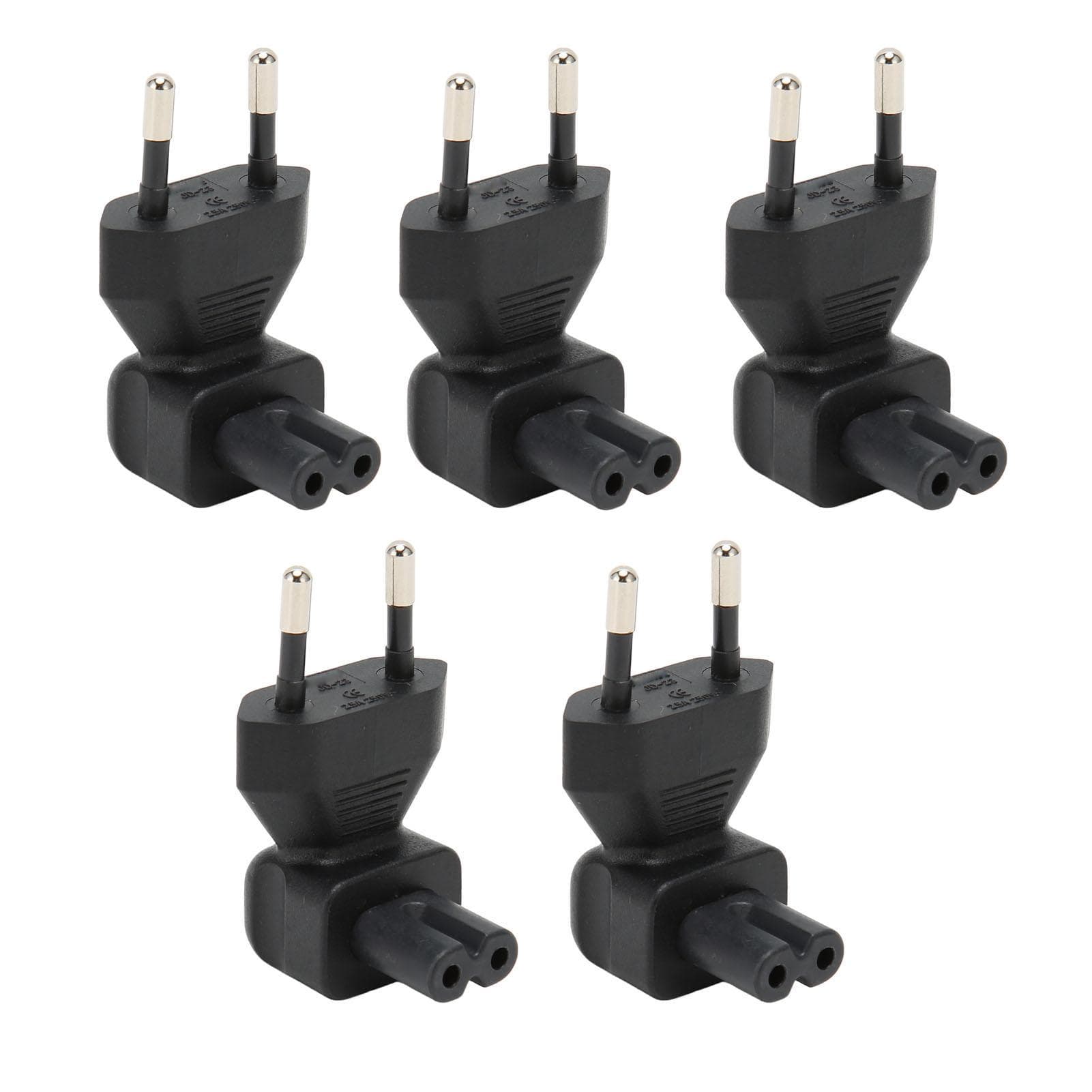 5Pcs  to IEC320 C7 Power Adapter  Male to IEC320 C7 Female Power Plug Adapter Elbow Connector EU Plug