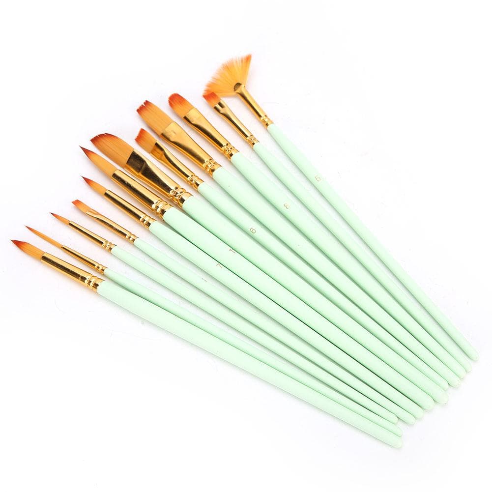 12PCs Nylon Brush Set Watercolor Brush Painting Tool Art Supplies for Craft Collection12PCs Matt