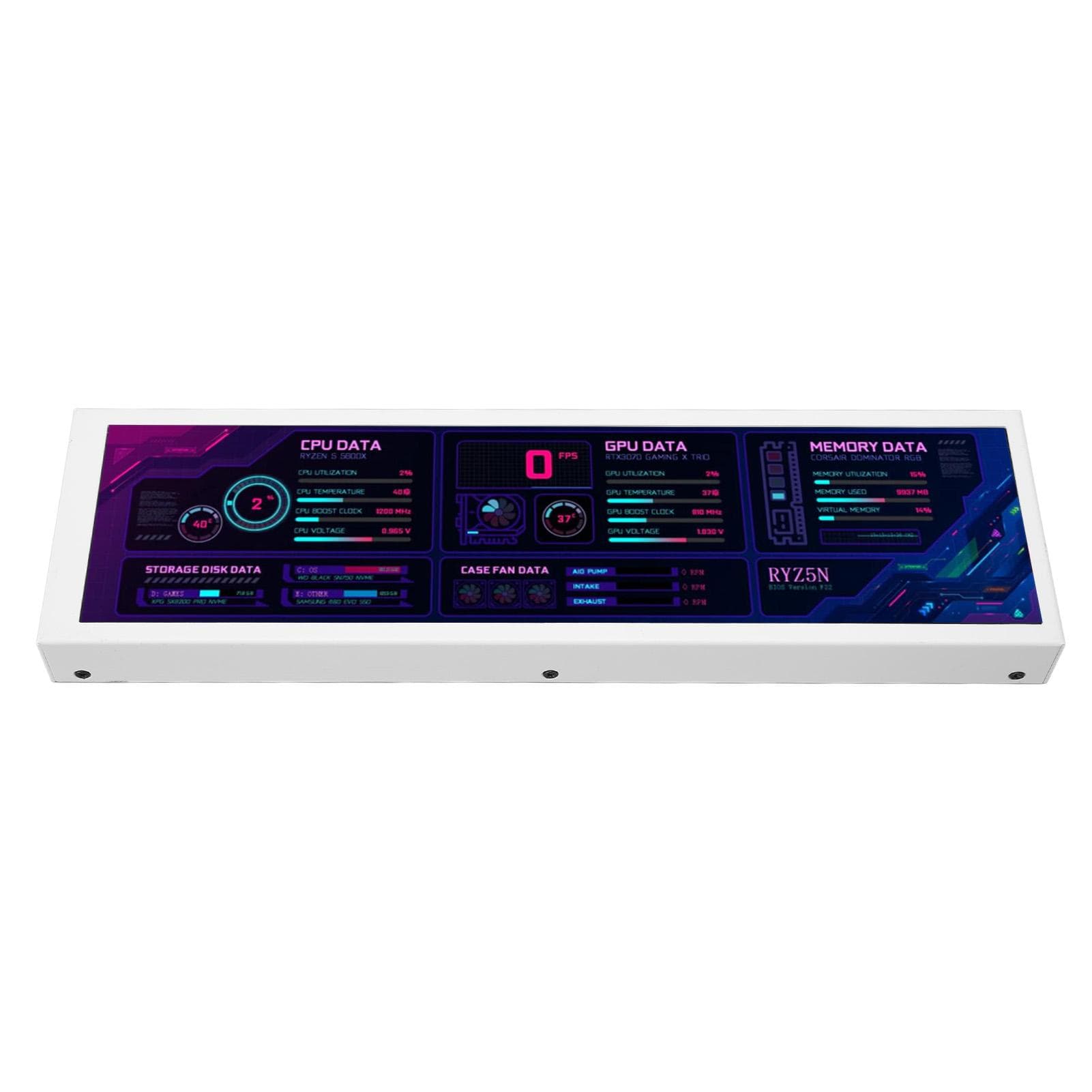 8.8in Computer Temp Monitor for AIDA64 1920x480 60Hz Type C Interface CPU GPU SSD Data Temperature white