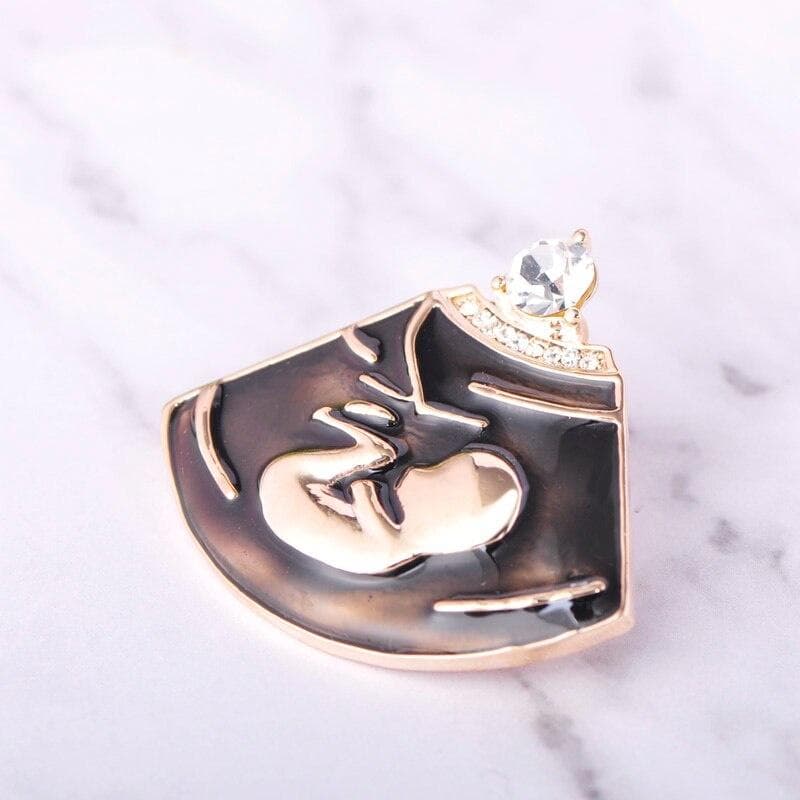 Blucome Enamel Ultrasound Shape Brooches Pins Newborn Baby Doctor Nurse Badge Medical Gift black