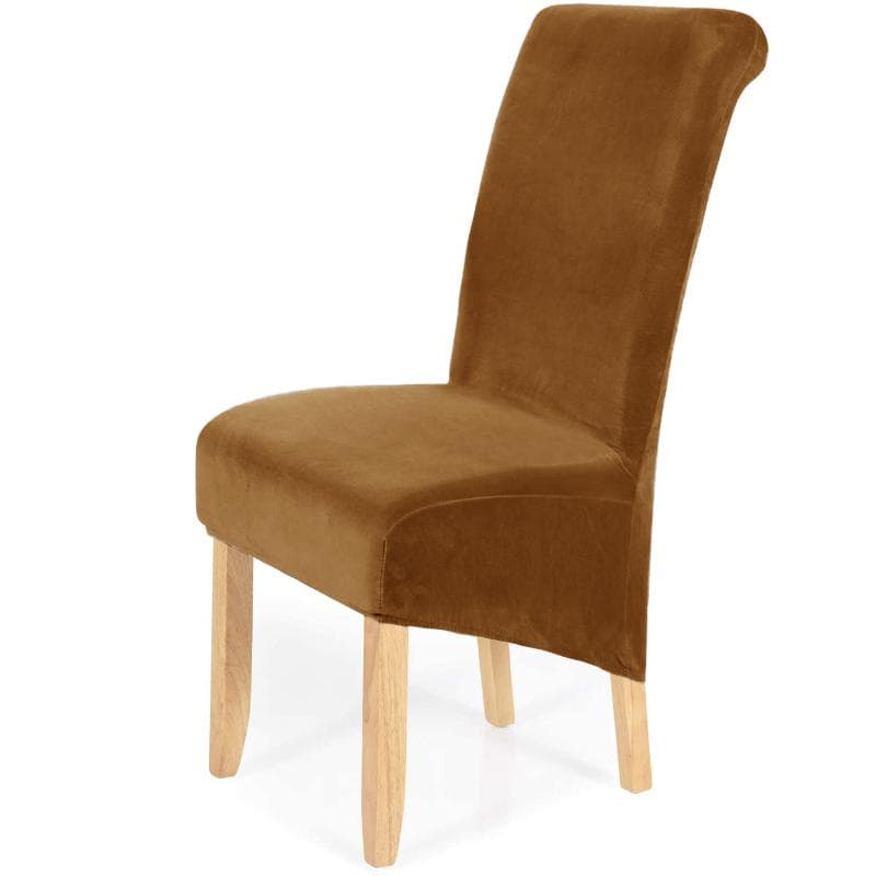 Stretch Velvet Dining Chair Covers Removable Washable Large Soft Dining Chair Slipcovers light brown