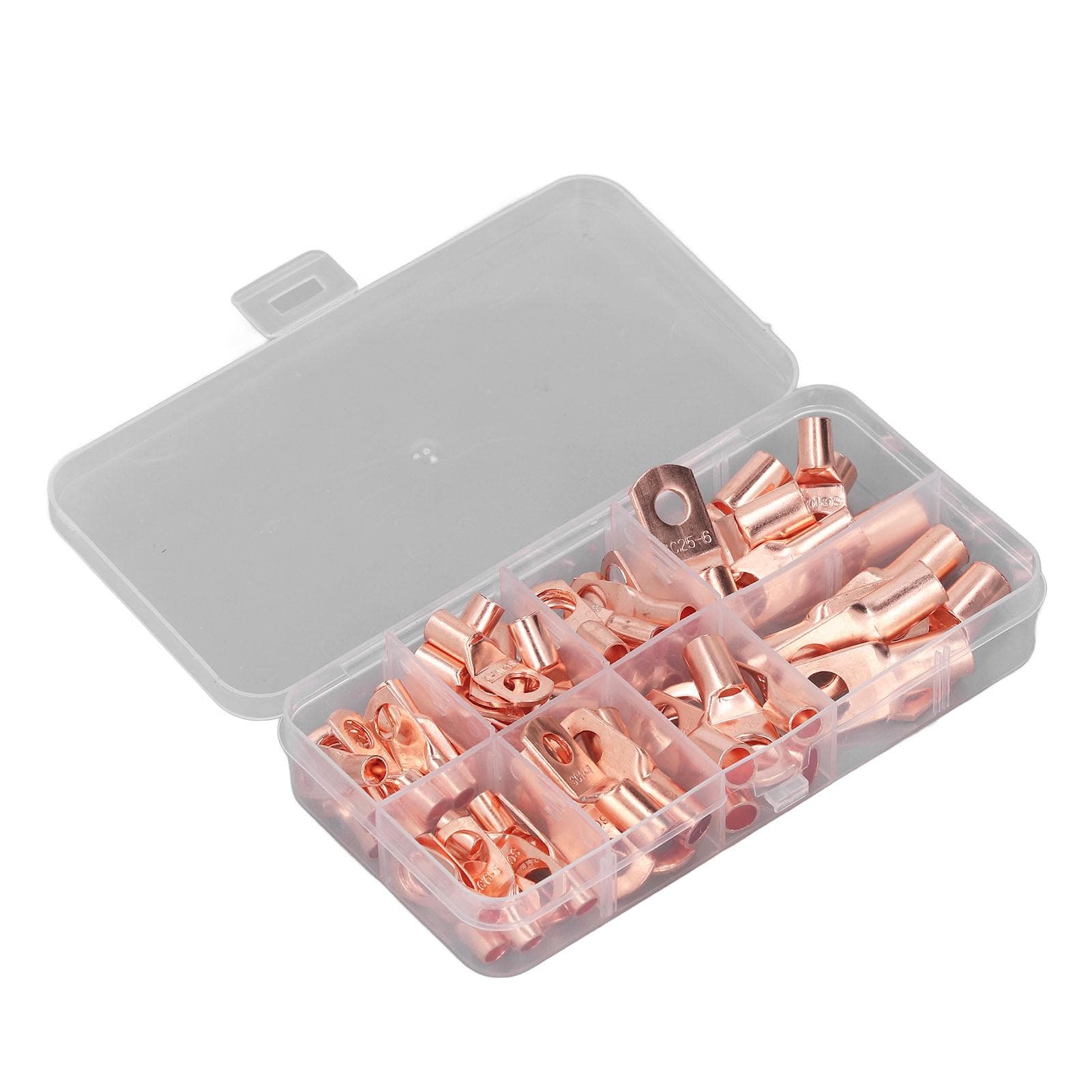 60 Pcs Wire Lug SC6 To 25 Tinned Copper Corrosion Resistance Round Head Ring Terminal Connector