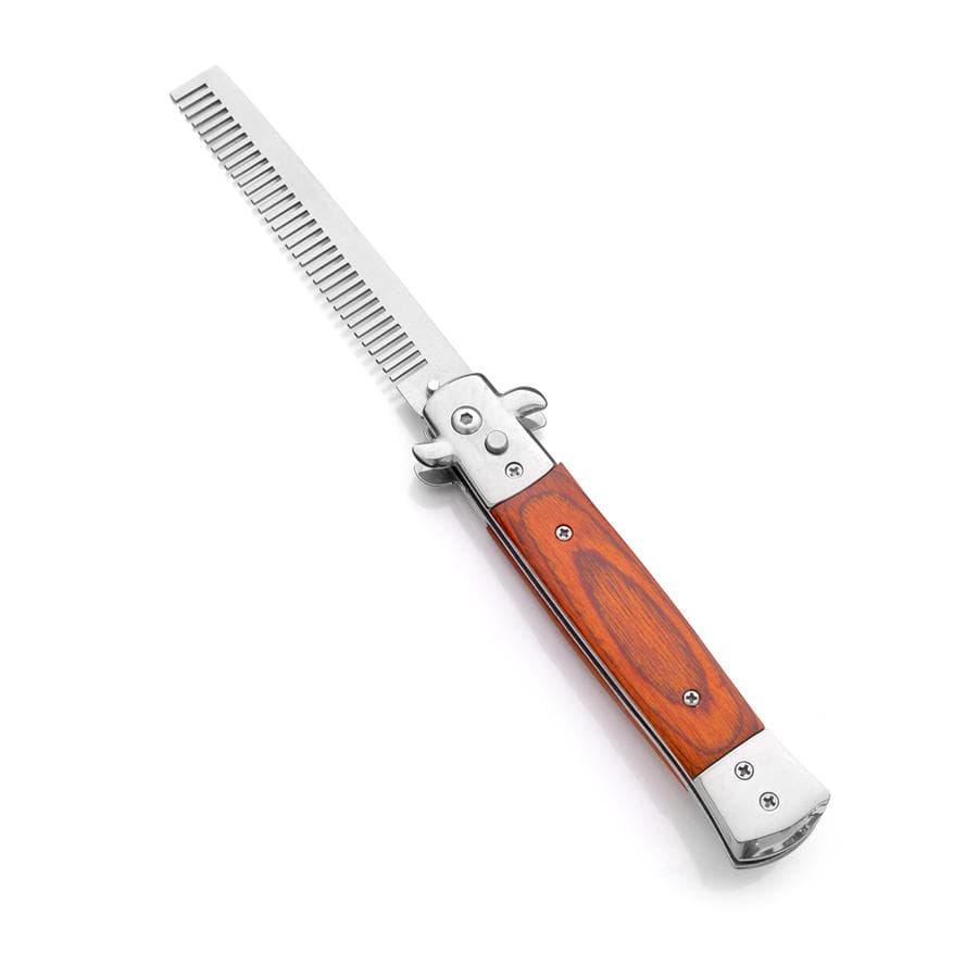 1pcs Automatic Stainless Steel Combs Foldable Knife Brushes Hair Trimmer Comb Brush Accessories butterfly Mens Pocket Knife Comb