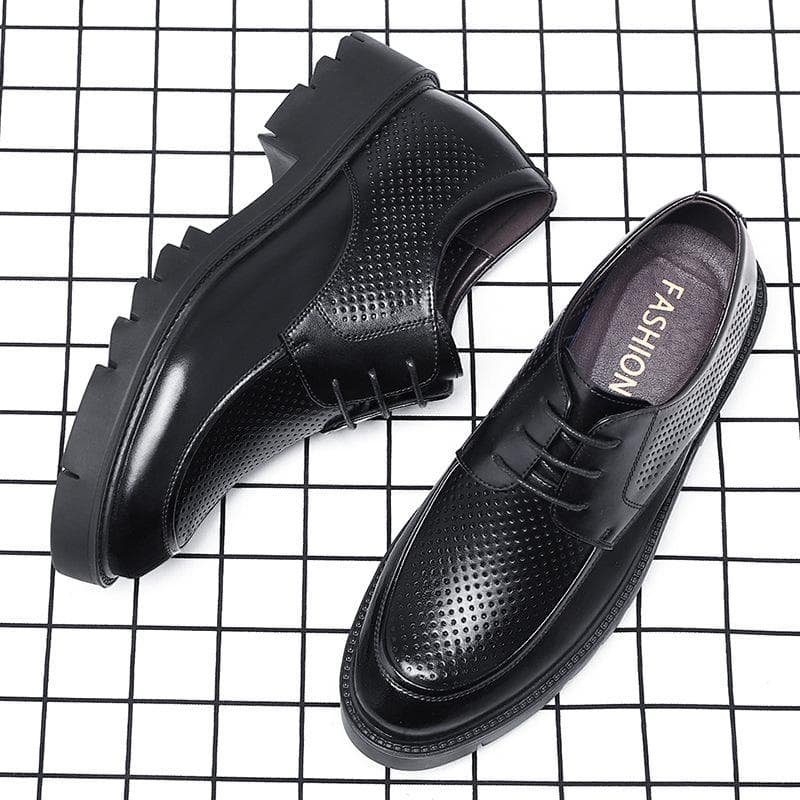 Height-increasing Shoes Men's 8cm Summer Height-increasing Leather Shoes Men's Hollowed-out Business Formal Wear Big-headed Men's Shoes 44 black
