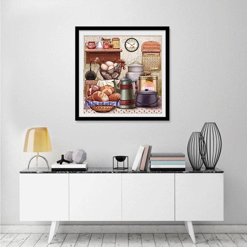Home Decor Diamond Embroidery Diy Diamond Painting Cross Stitch Kit Home Kitchen Eggs with Bread 30x30CM